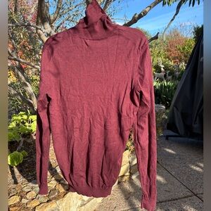 Massimo Dutti Men’s Silk/Cashmere Blend Burgundy Turtleneck Jumper